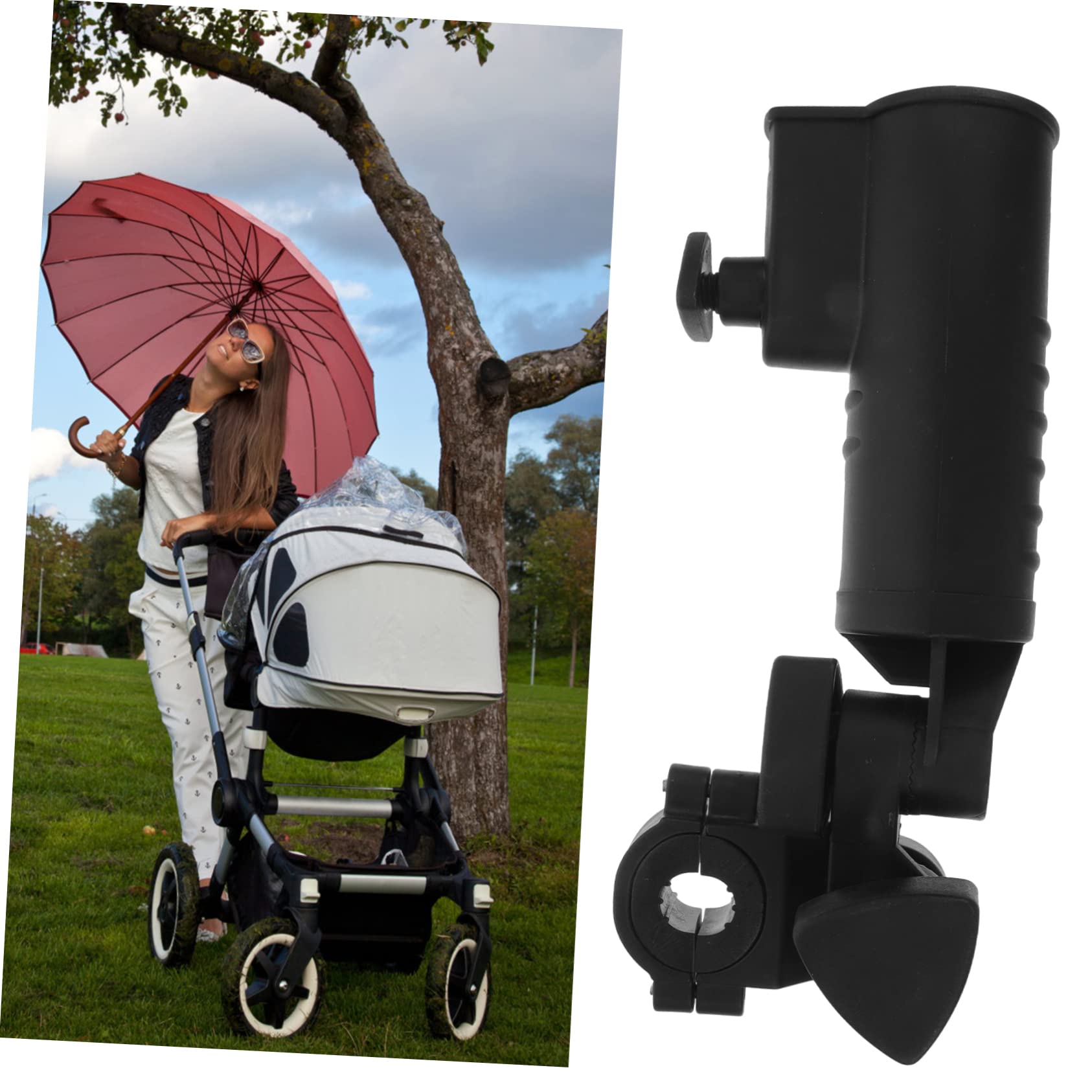 UPKOCH Regenschirmhalter für Golftrolleys Verstellbare Klemme Kunststoff Abnehmbar Winkel Anpassbar für Fahrradwagen und Kinderwagen