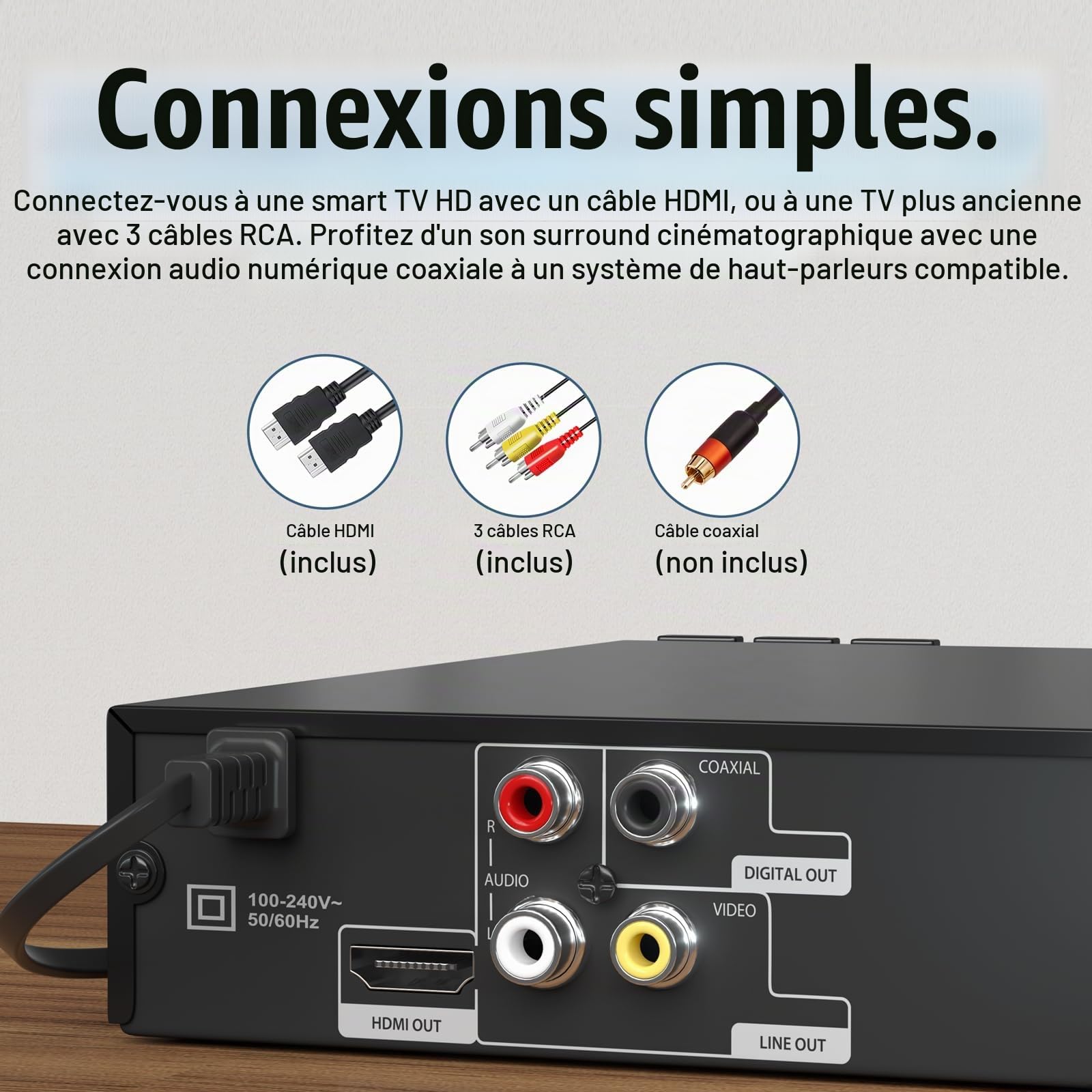 MEGATEK Lecteur DVD sans région pour TV avec HDMI et mise à l'échelle 1080p