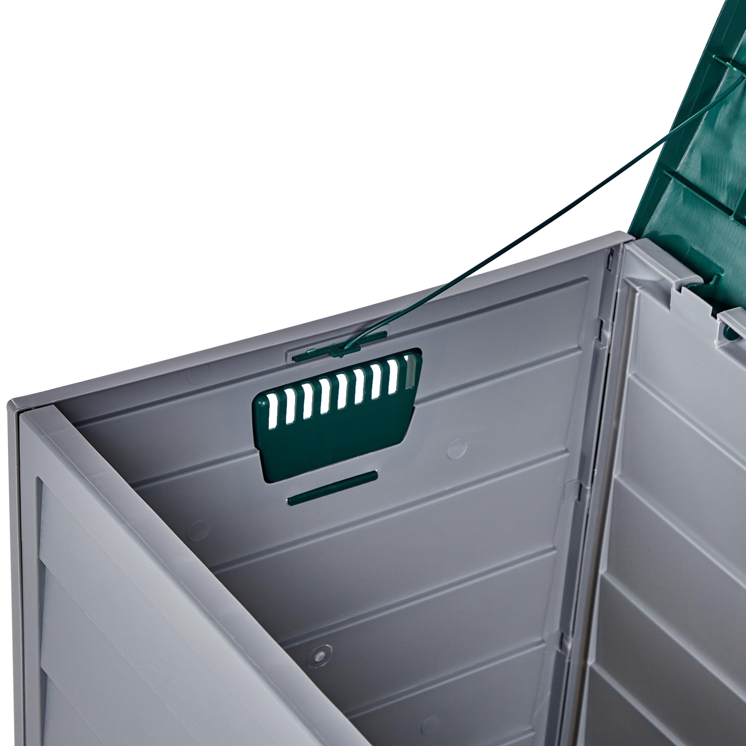Beliani Coffre de Rangement pour Jardin 112 x 50 cm avec Roulettes en Plastique Gris et Vert Locarno
