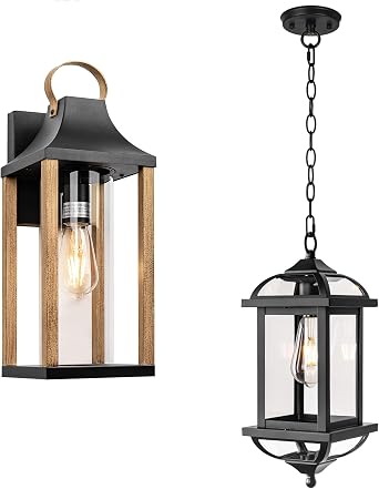 17 Inch Large Cylindrical Outdoor Porch Light Farmhouse Plus Anti-Rust Aluminum Outdoor Waterproof Pendant Light