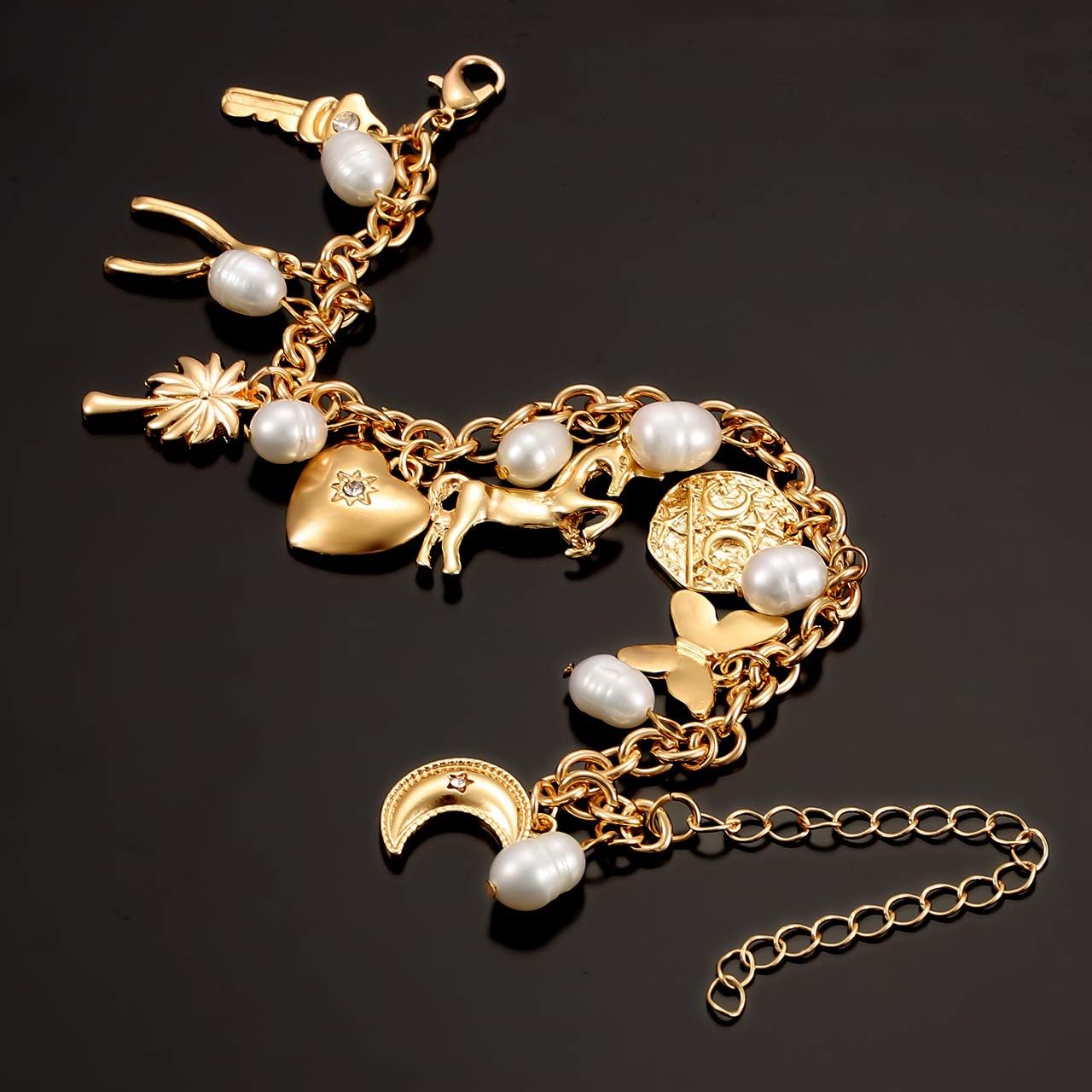 Women’s Link Charm Bracelet Unicorn Butterfly Star Heart Pendant Charms Bracelet Bangles for Women - Image 4
