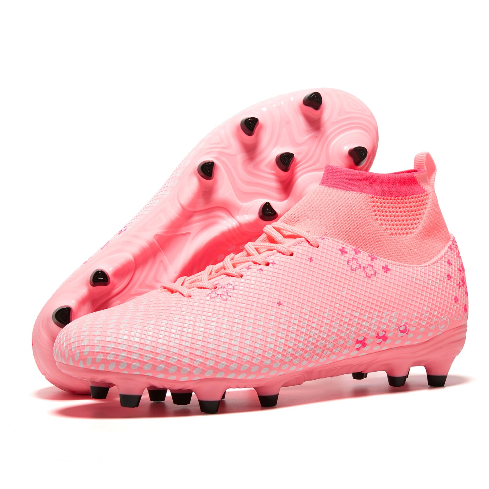 Men's High Tops Soccer Cleats Lace Up Women Lightweight Professional Fooball Boots Athlet…