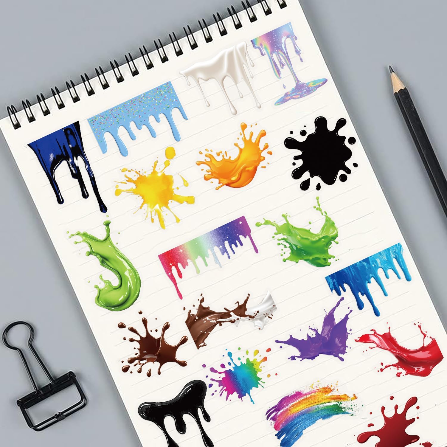 50Pcs Transparent Paint Splash Stickers Waterproof Vinyl Aesthetic Decals for Water Bottles Laptops Skateboards Luggage Helmets Bikes and Phones Teens Adults and Art Fans image 4