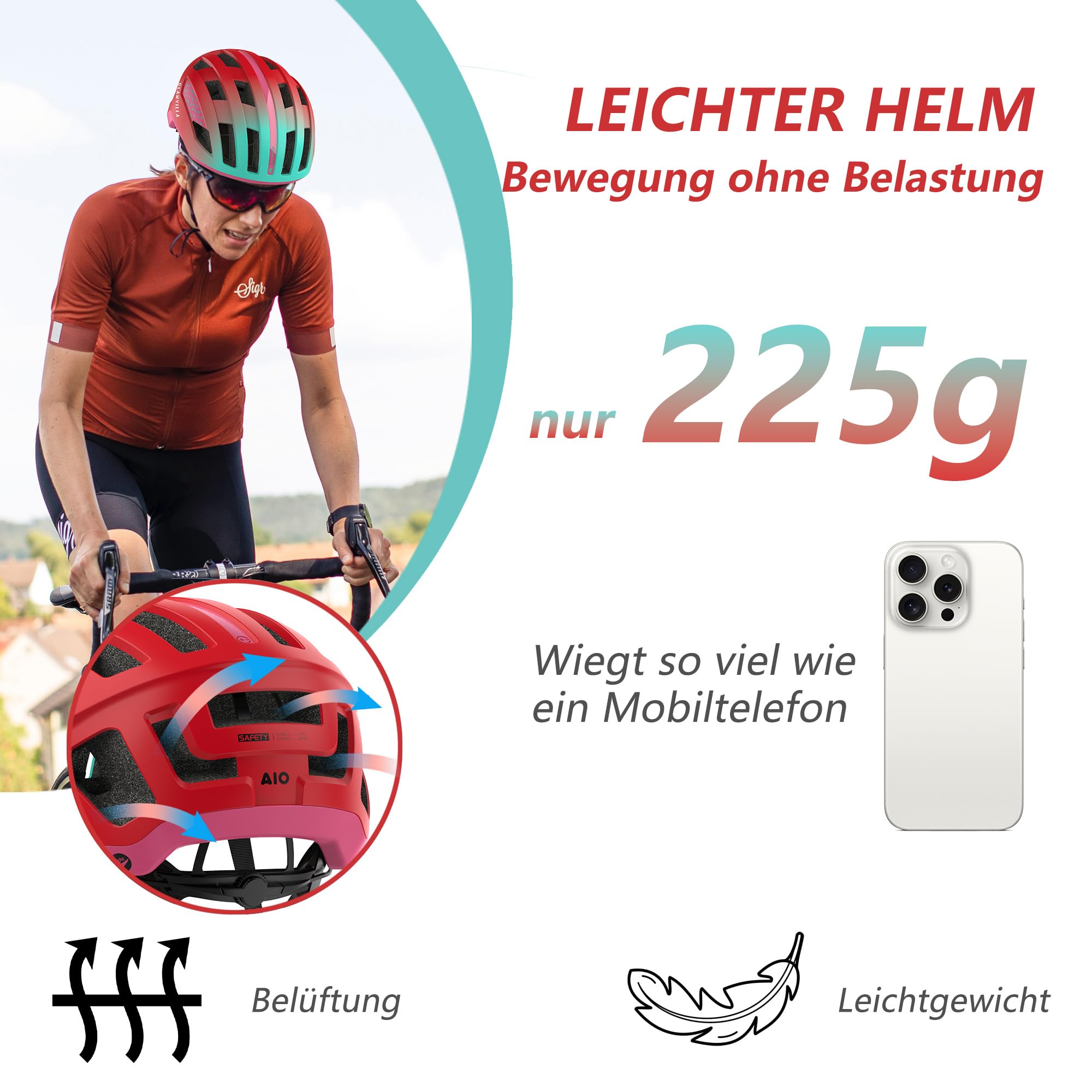 Casco da bici da strada per uomo e donna, casco da bicicletta da trekking da città, casco da competizione professionale, ultra leggero, ventilato, con fibbia magnetica per posizionare gli