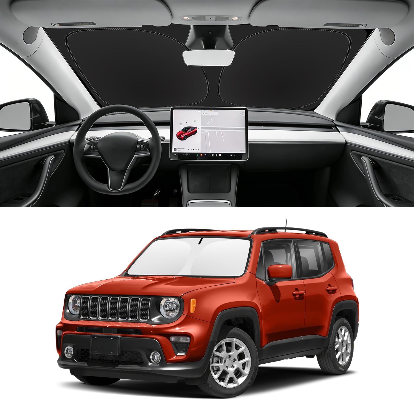 Custom Fit Windshield Sun Shade for Jeep Renegade 2015-2023