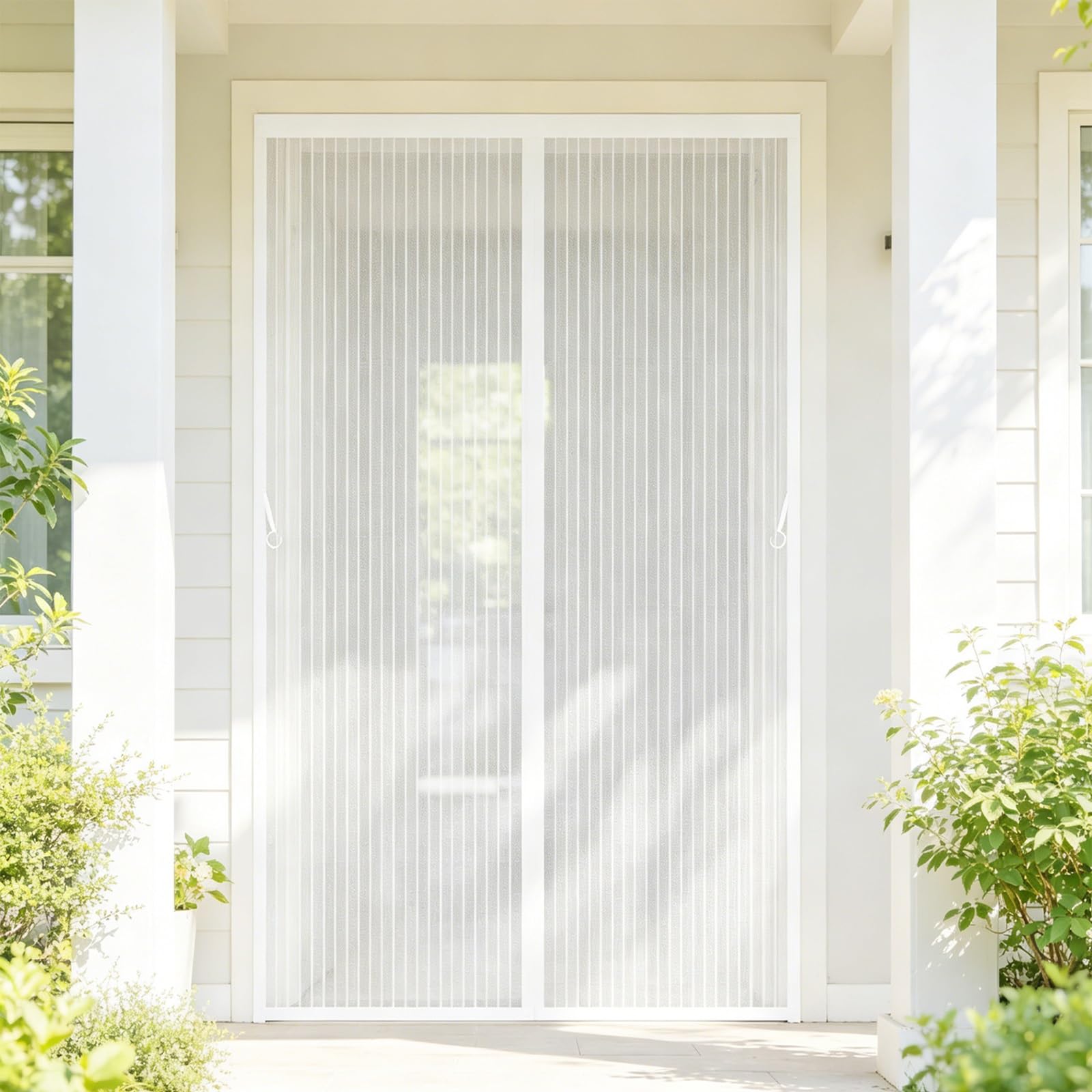 Magnetic Fly Screen for Doors 195 x 170 cm Hundreds of Sizes, Anti Mosquito Mesh Curtain with Powerful Magnets Flyscreen French Doors for Living Room Kitchen Patio, White