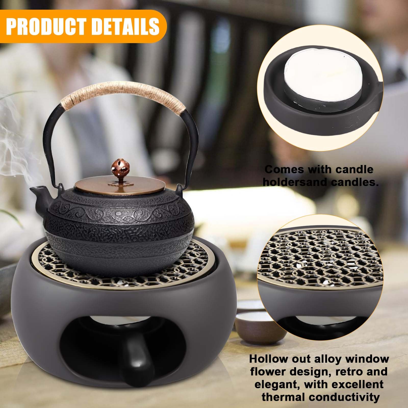 Calentador De De Cerámica, Base Para Calentar , Decoración De Calefacción, Base De Aismiento Base De Calefaccion Hueca Para Una Almohadil De Oro Perfecl Calentador De Tetera