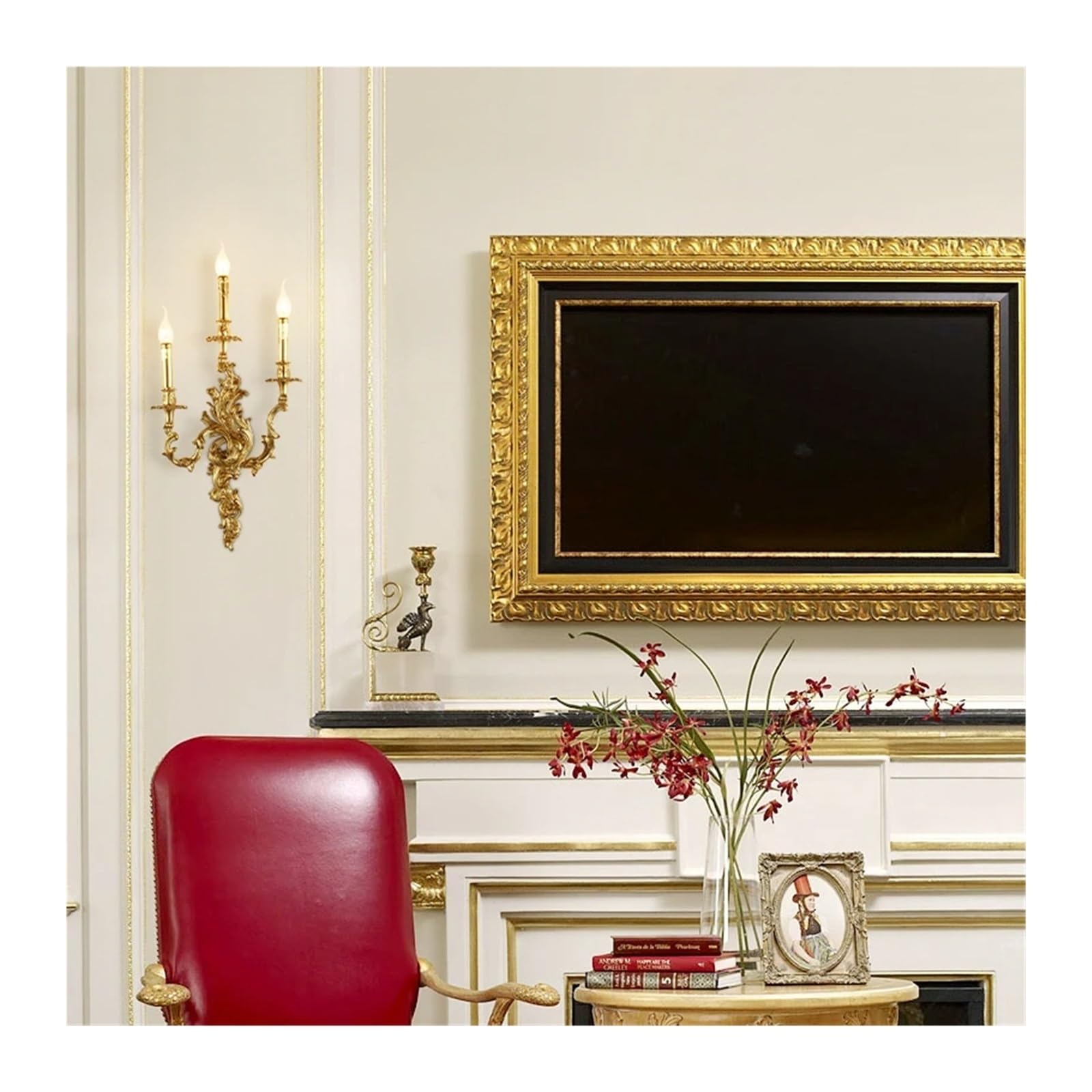 Jybnbbe Gold Lighting Fixtures French Classical Retro Wall Lamps Luxury Royal Antique Brass Copper,Chandelier,-03