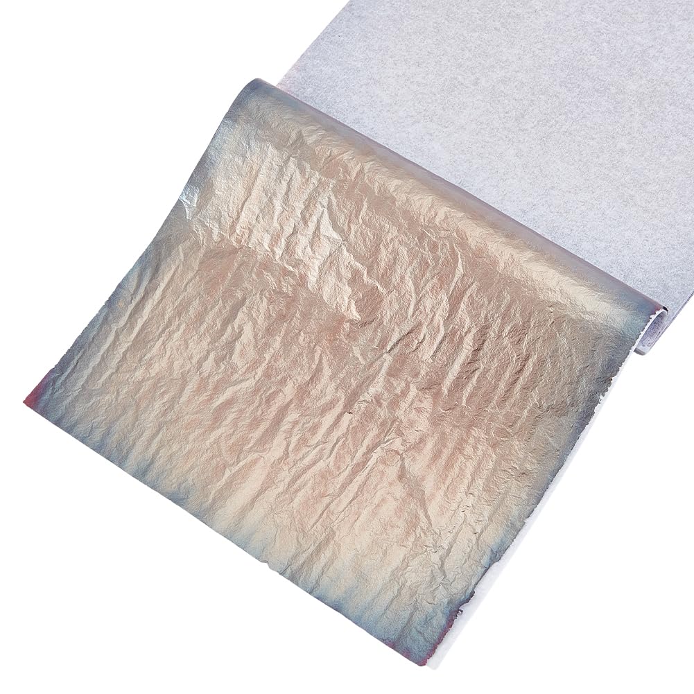 MAYJOYDIY 50 hojas de papel de aluminio gris de 14 x 13,7 cm, hojas metálicas de hojas plateadas, papel de aluminio dorado para manualidades, pinturas de uñas, manualidades, marcos de fotos, escultura