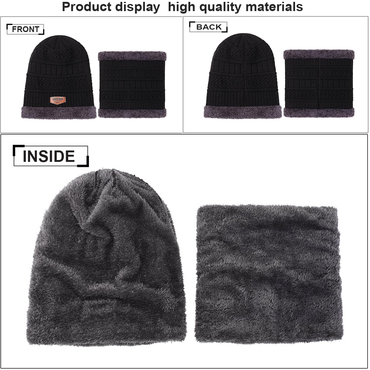 Echarpe et Bonnet Enfants,Ensemble Echarpe Bonnet pour Enfants Tricotés Hiver Bonnet Beanie Bonnet Chapeaux d'hiver,pour 5-14 Ans Garçons Filles