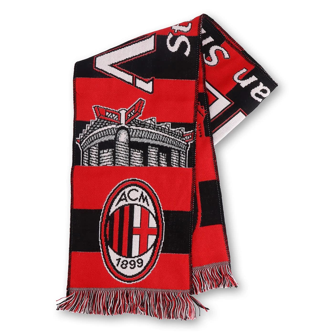 Sciarpa Ufficiale Milan Stadio San Siro 100% Acrilico Rosso Nero Unisex