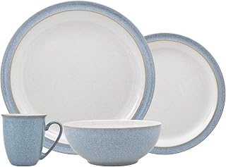 Dinnerware Set, Stoneware, Blue, 4 Pieces