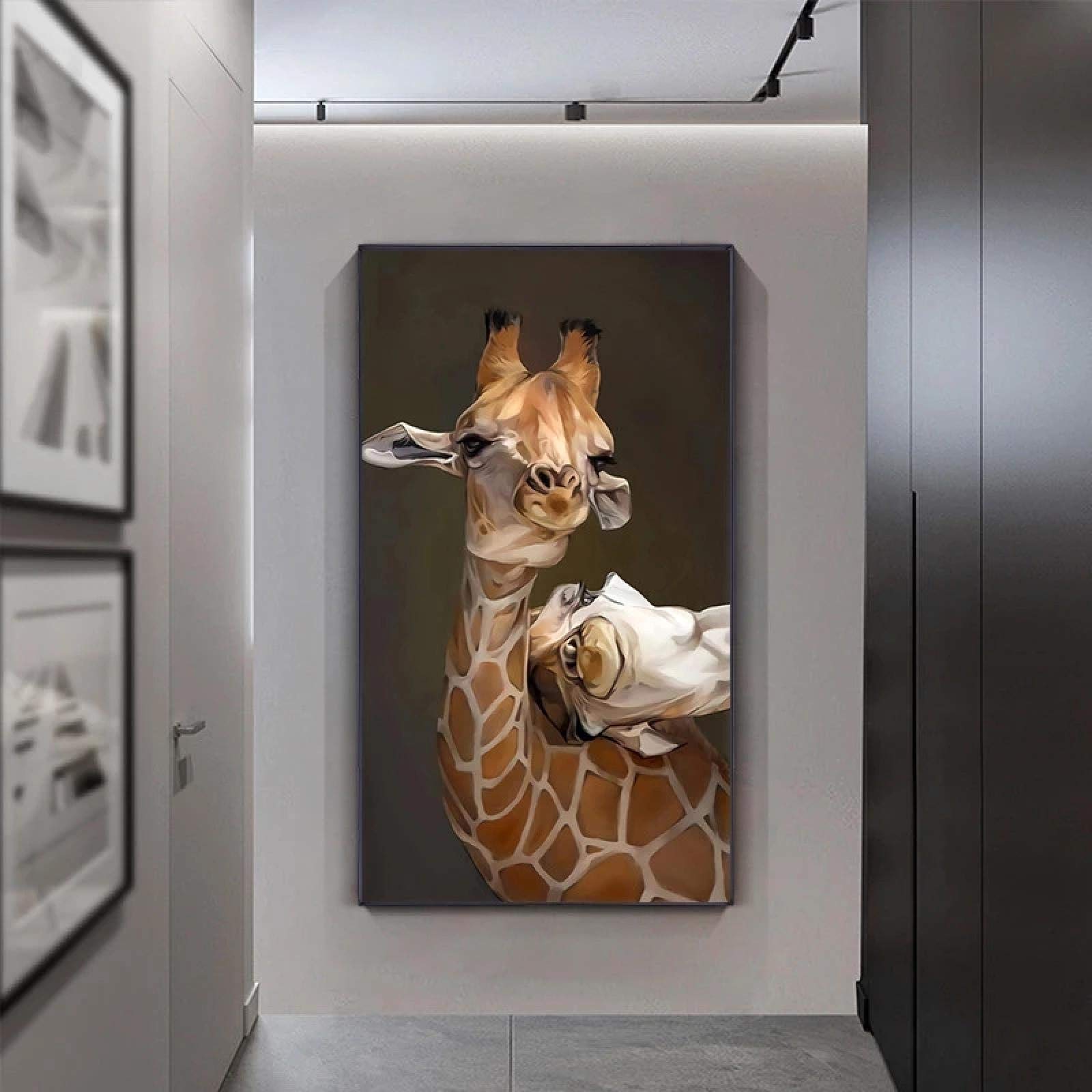 Tableau Déco Toile Girafe - Peinture à L'huile Moderne, Toile Tendue Sur Châssis, Pour Salon Ou Chambre
