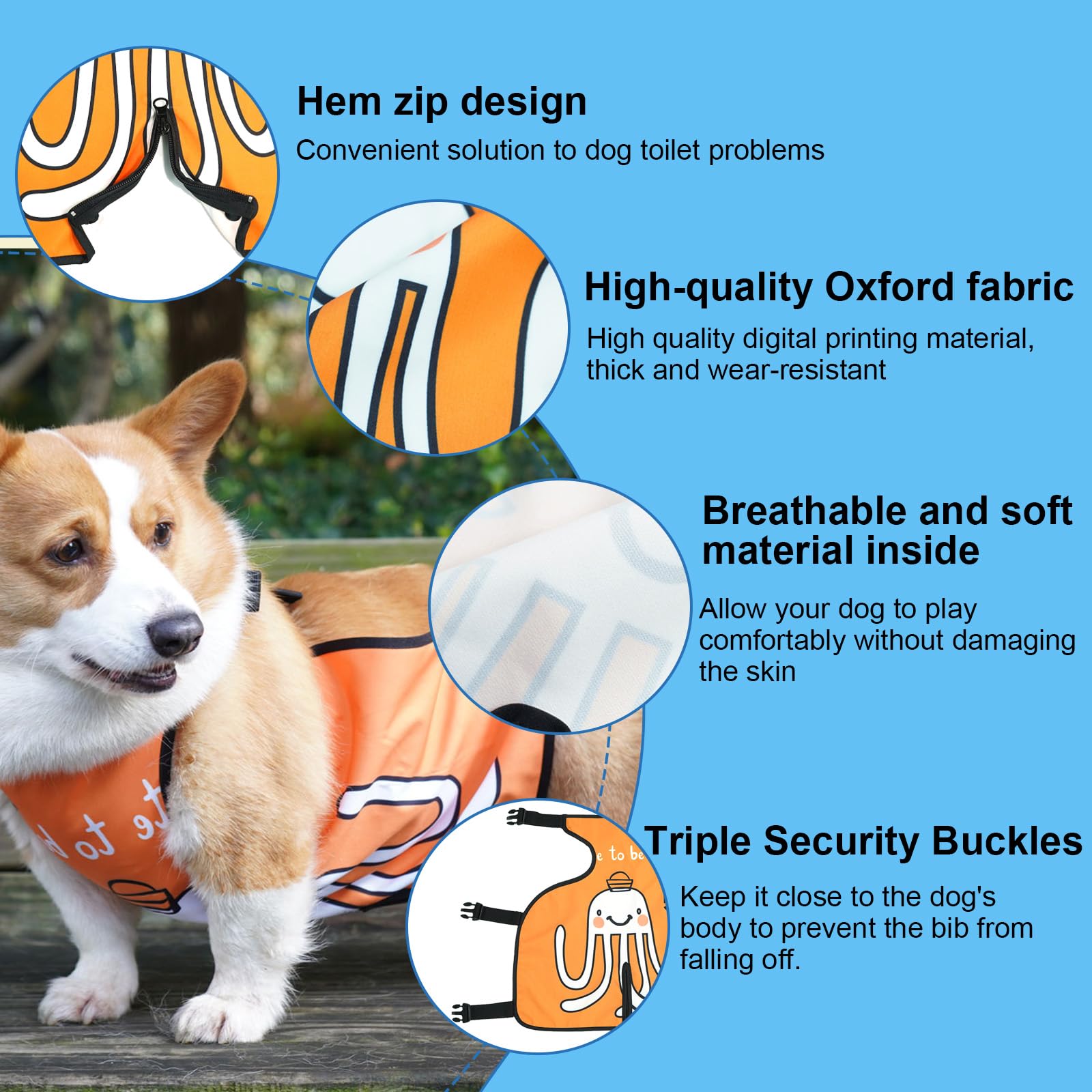 Protection ventrale imperméable avec boucles pour chien de petite, moyenne et grande taille (vert, taille M)
