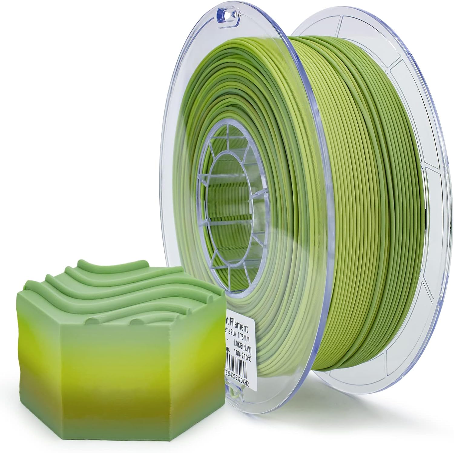 ZIRO 3D Printer Filament,Matte PLA Filament 1.75mm,Multicolor Rainbow PLA Filament,1KG/2.2lb,Matcha