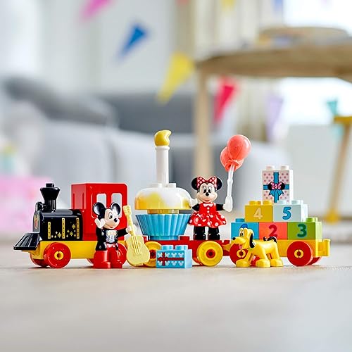 Miniatura 7 de LEGO DUPLO Disney Mickey & Minnie Tren de cumpleaños 10941 - Juego de 22 unidades, conjunto de juego de aprendizaje y construcción