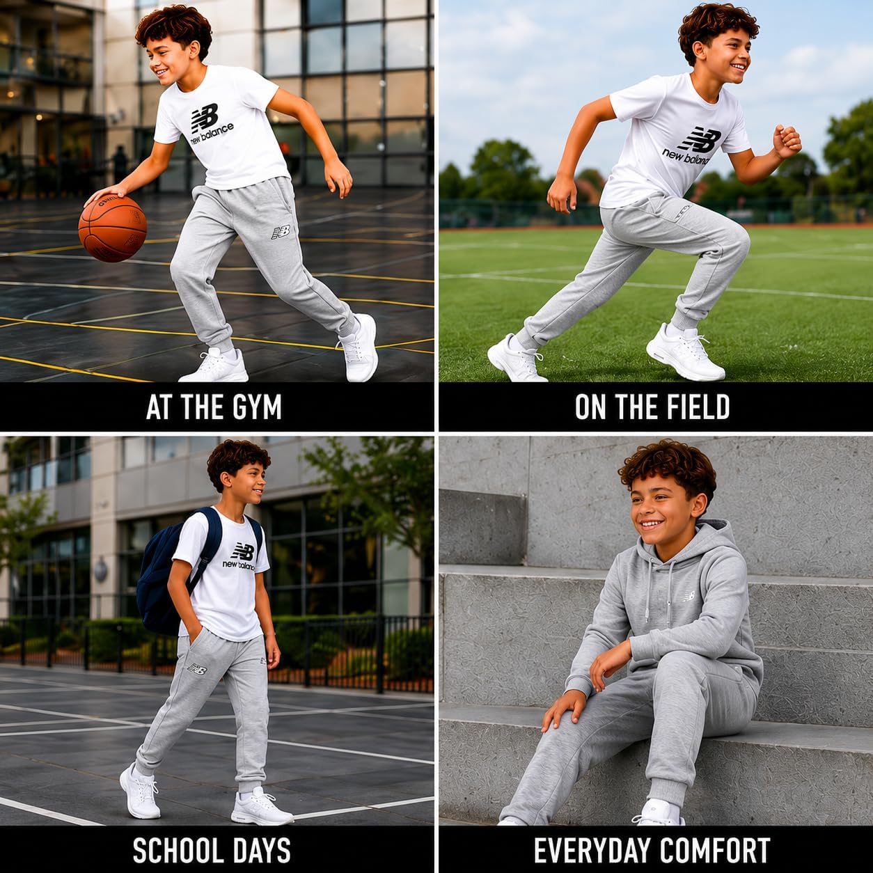 New Balance Boys Sweatpants - Performance Fleece Athletic Pants Boys Joggers with Drawstring Waistband and Pockets (8-20)