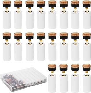 20 Sets Pool Cue Tips, Screw-in Billiard Cue Tips Replacement 12mm Cue Stick Ferrules with Pool Stick Tips Brown Leather Billiard Cue Tips