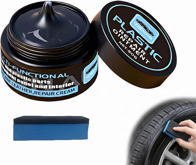 Reifenglanz Reinigungscreme (50ML) inkl. Schwamm, Profi Reifenpflege für Tiefenschwarz & Hochglanz, Langanhaltendes Reifenwachs & Reifenschwärzer, Schutz vor Rissen & UV-Strahlen