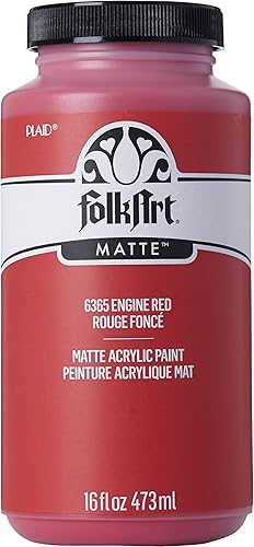 FolkArt Pintura acrílica mate en varios colores, 16 onzas, rojo motor, 16 onzas líquidas