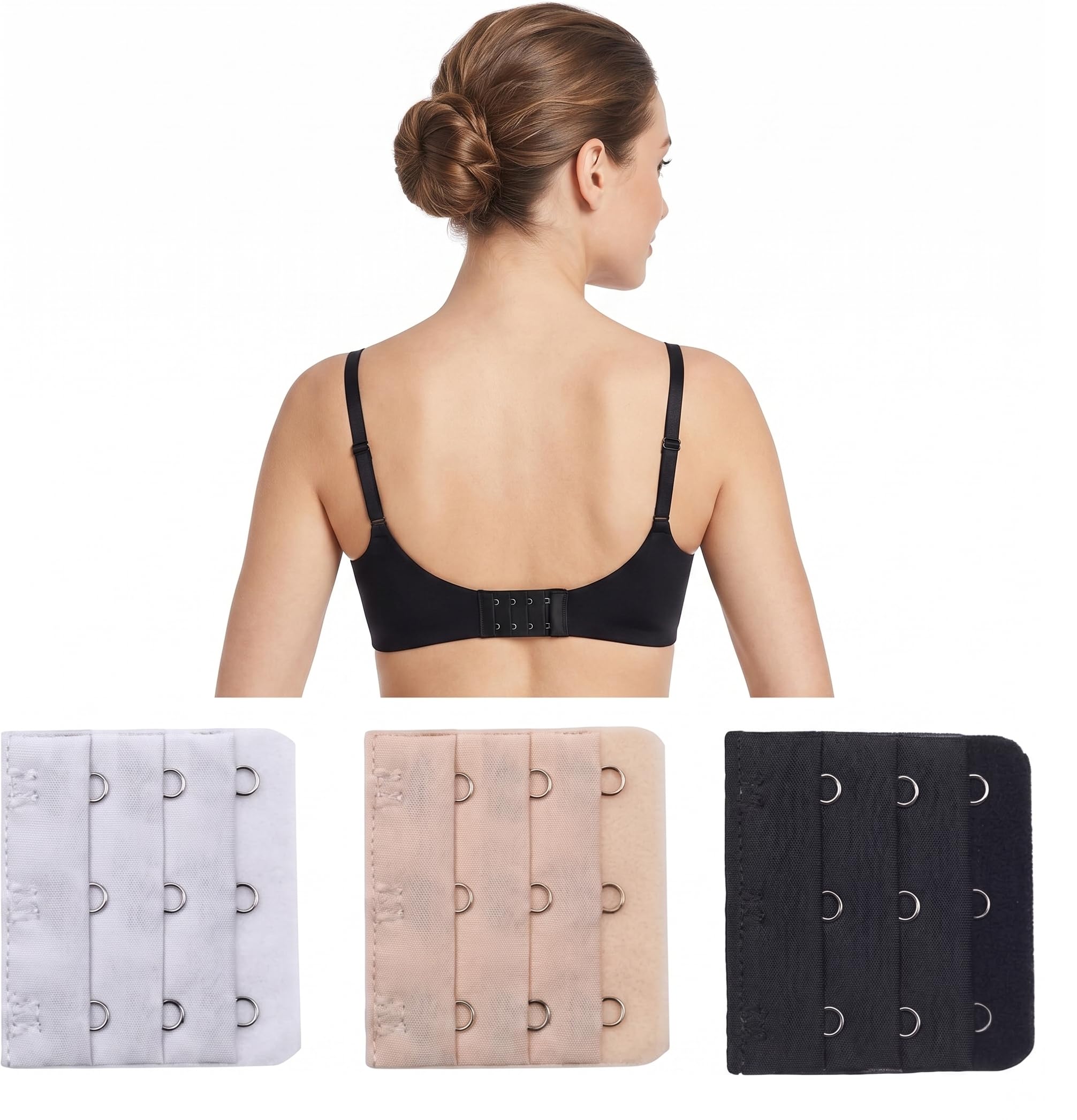dilency sales Bra Hook Extender- 2 & 3 Hooks Without Elastic Bra Extensions Combo (Free Size)-picture-20