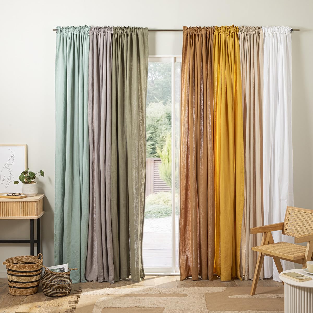 Rideau uni en gaze de coton pattes cachées à l'unité 140x260cm beige