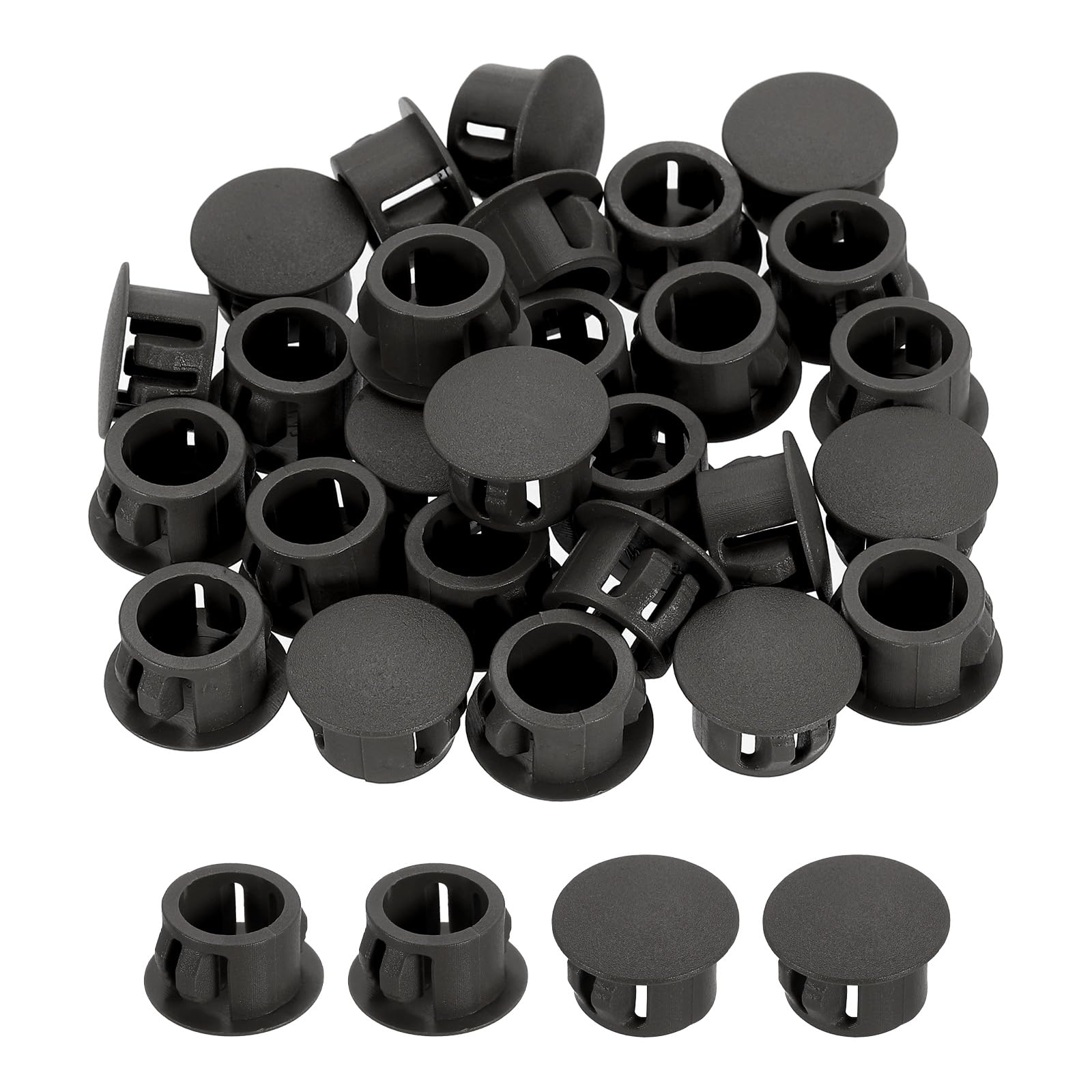 sourcing map Hole Plugs 100pcs 13mm(1/2-Inch) Plastic Plugs for Round Holes Flush Type for Furniture Cabinets Machines Hardware Fencing Post Pipe, Light Black