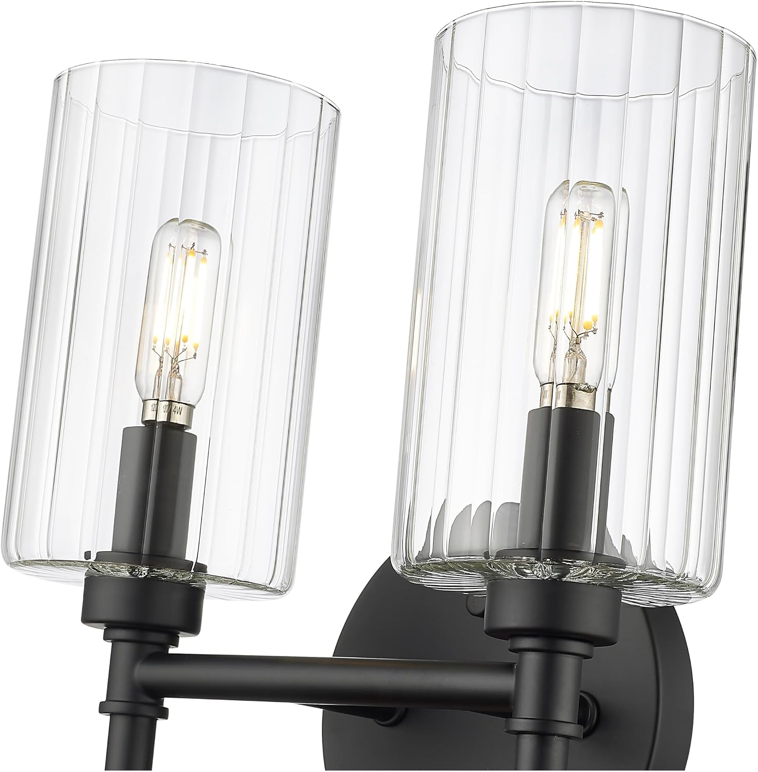 ML Lighting | Chastine Collection | 9922-MB | Indoor 2 Light Vanity in Matte Black with Clear Beveled Glass Shade | Elegant and Versatile Design for Any Bathroom