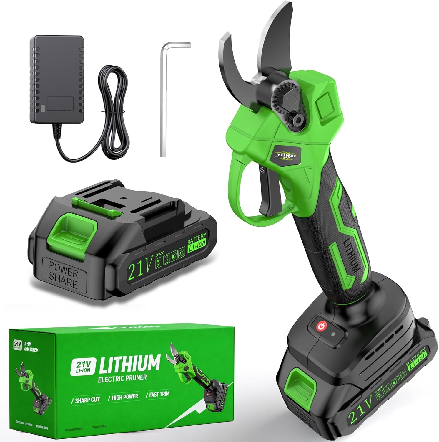 New electric pruning shears, garden pruning scissors, used for pruning trees, shrubs, and courtyards. Ideal choice for family users (Pruning shears+2 batteries+accessories)