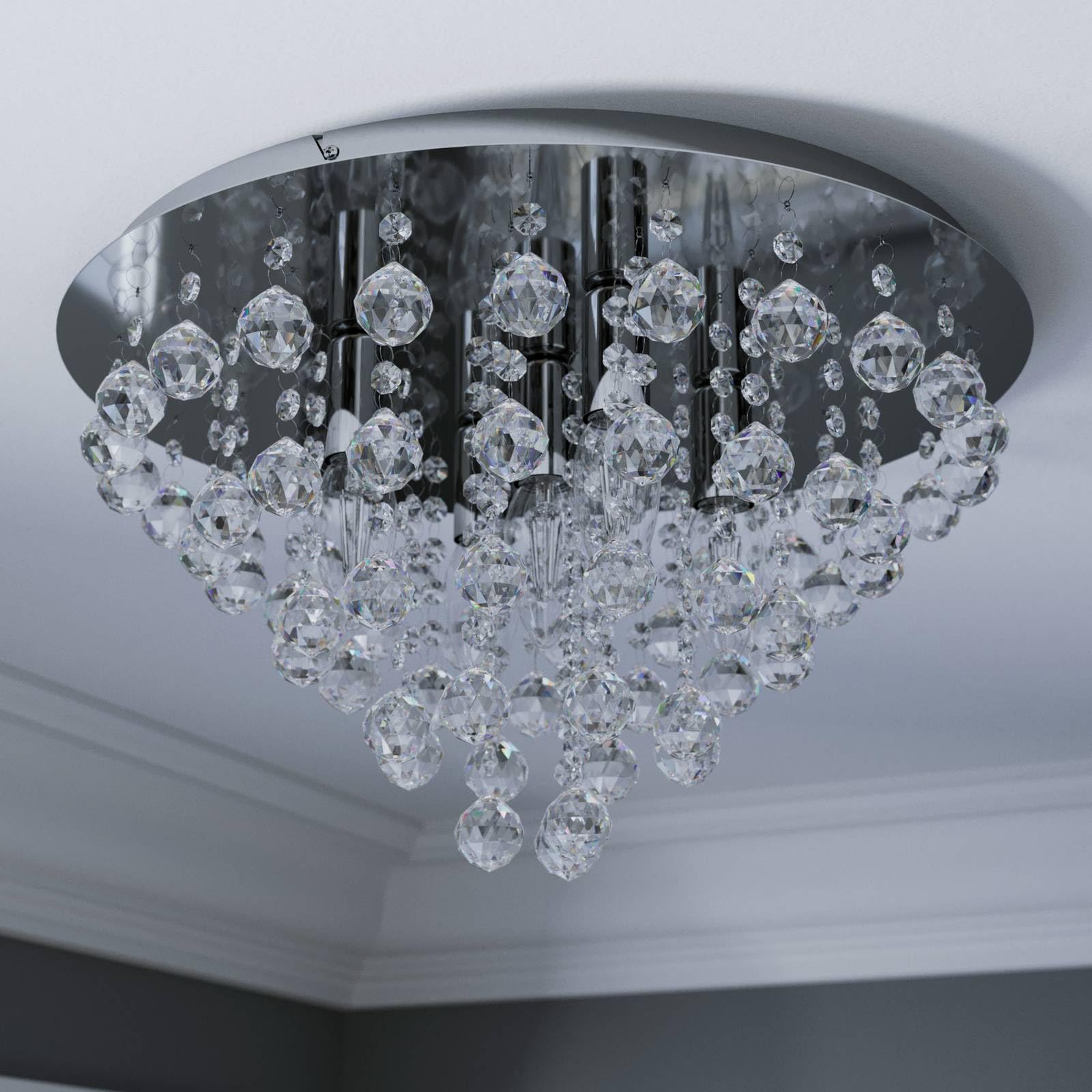 Lindby Lampadario Cristallo Moderno, Plafoniera Gocce di Lampada a sospensione LED per Camera da Letto Soggiorno Corridoio Sala pranzo (5 luci E14)