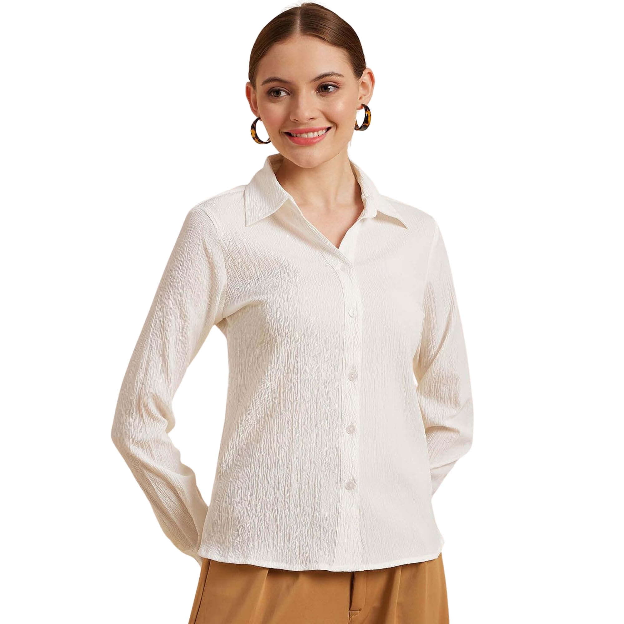 Women Solid Casual Cream Shirt | Size - | MS-SHR-1012-picture-10