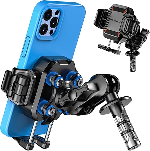 BRCOVAN Soporte antirrobo para teléfono de horquilla para motocicleta con amortiguador de vibraciones bloqueo 1s apto para cámara Tamaño ajustable