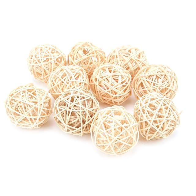 Foto 6 de 8 de Bolas de ratán, 10PCS Mimbre Bolas de ratán Seguro e inofensivo Periquito Masticar Juguetes pequeños Juguetes…