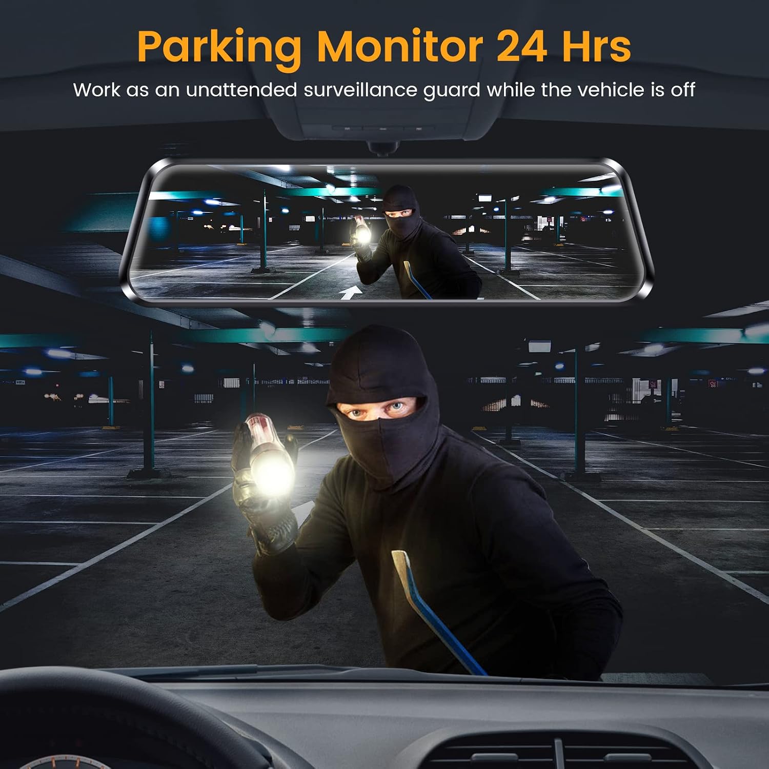 4K Mirror Dash Cam, Rear View Mirror Camera, EUKI 10“ Full HD Touch Screen Front and Rear View Dual Cameras, Loop Recording, G-Sensor, Night Vision, Parking Assistance, Free 32GB Card & GPS
