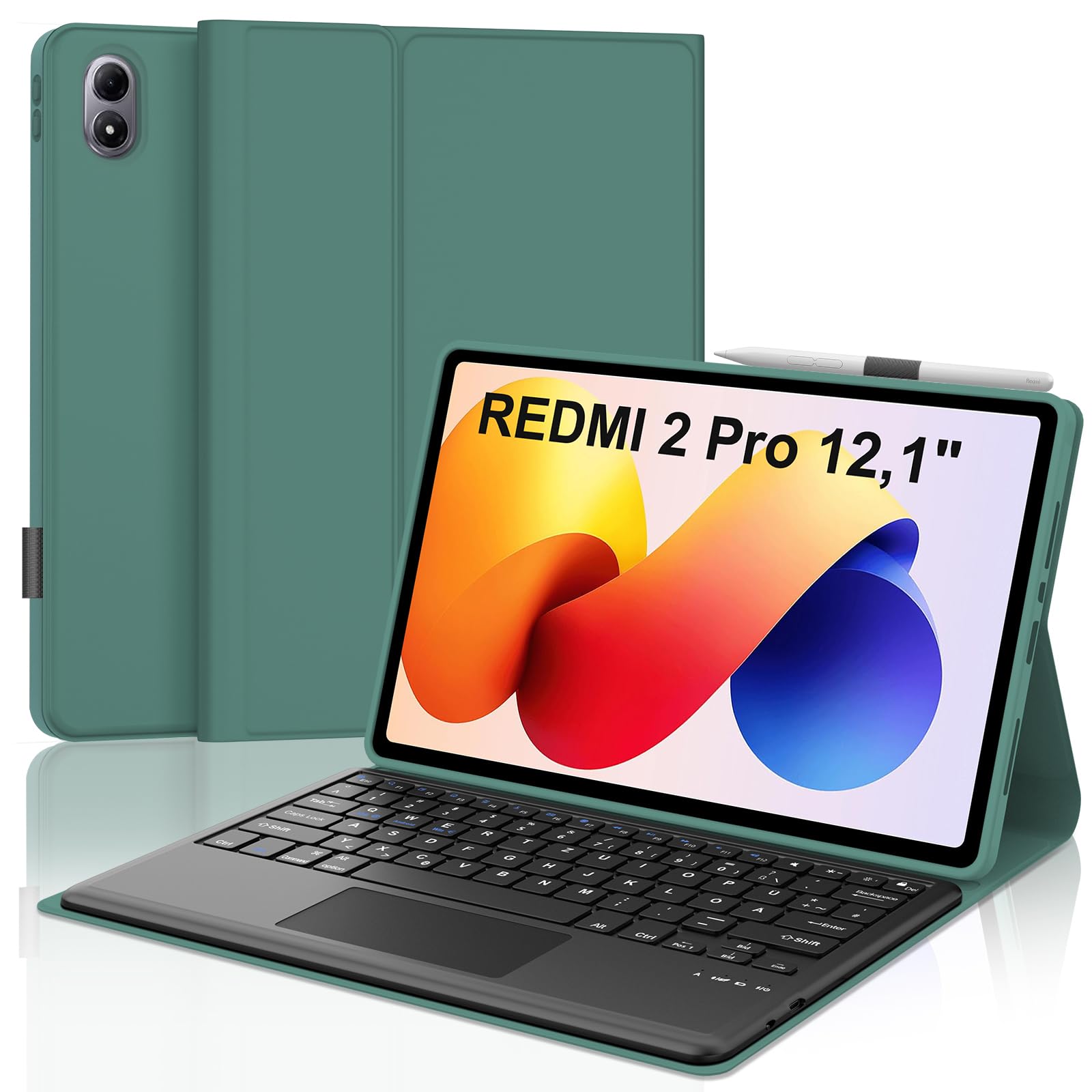 Für Redmi Pad 2 Pro 12.1" Tastaturhülle mit Touchpad QWERTZ