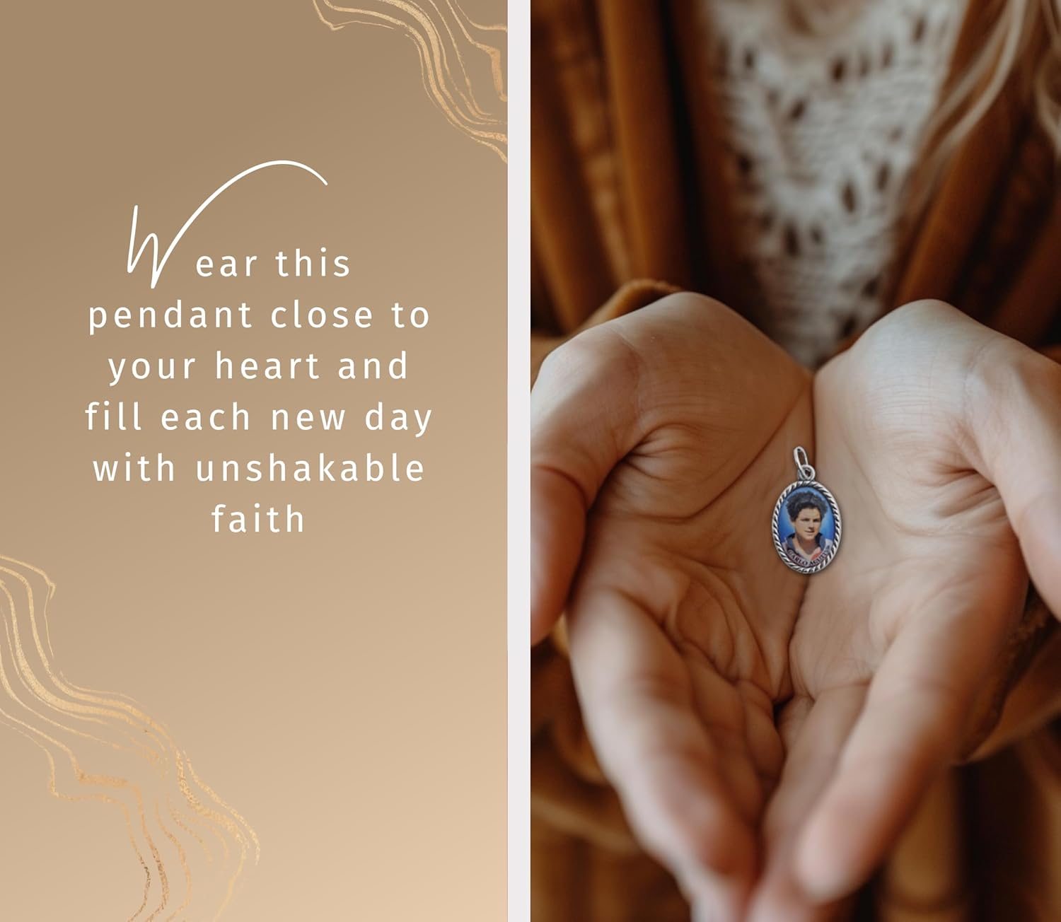 Trendzeen Carlos Acutis Prayer Card - Laminated Blessed Carlo Acutis Holy Card with Affixed Medal Inside, Oval Blessed Carlos Medal, The Lord's Prayer - 3 Items Set - Image 3