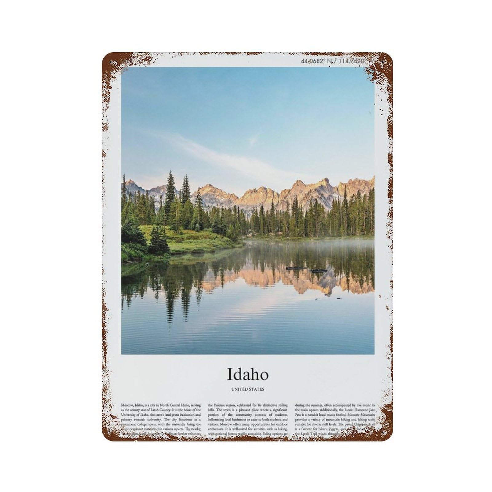 xiaoxiaoshen Idaho United States, USA City Scenery Wall Decor Art Metal Tin Poster Modern Home Decor Art Home Bar Shop Decorations Vintage Sign 40x30cm