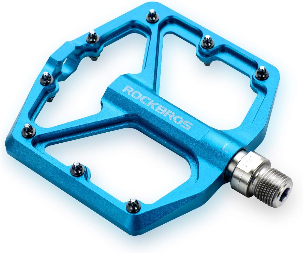 ROCKBROS Mountain Bike Pedals MTB Pedals Bicycle Flat Pedals Aluminum 9/16" Sealed Bearing Lightweight Platform for Road Mountain BMX MTB Bike (Blue)