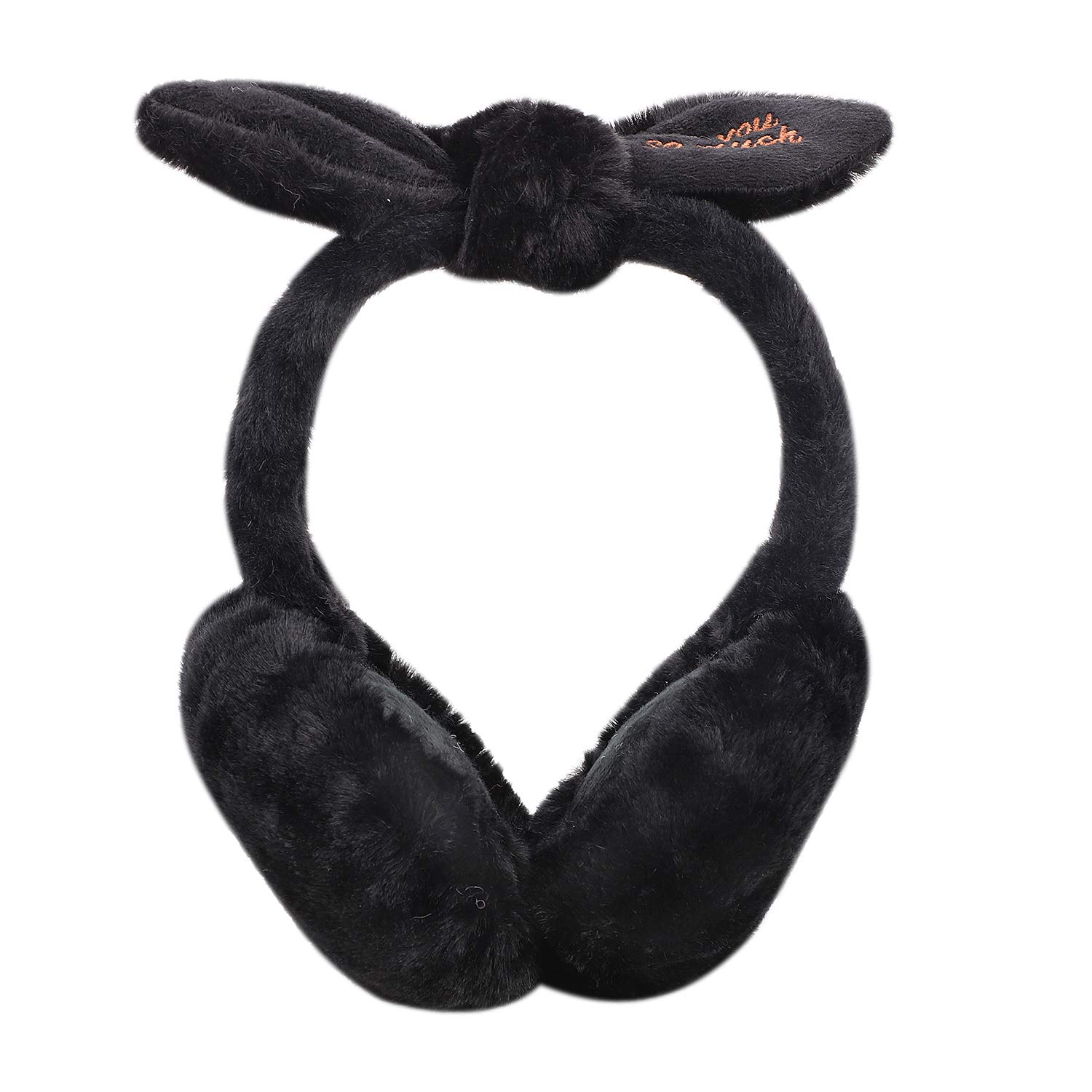 Women Girls Cute Bunny Earmuffs Fluffy Plush Ear Muffs Winter Warm Ear Warmer Windproof Full Surround Ear Protector Foldable Ear Cover Earflaps Xmas Gift
