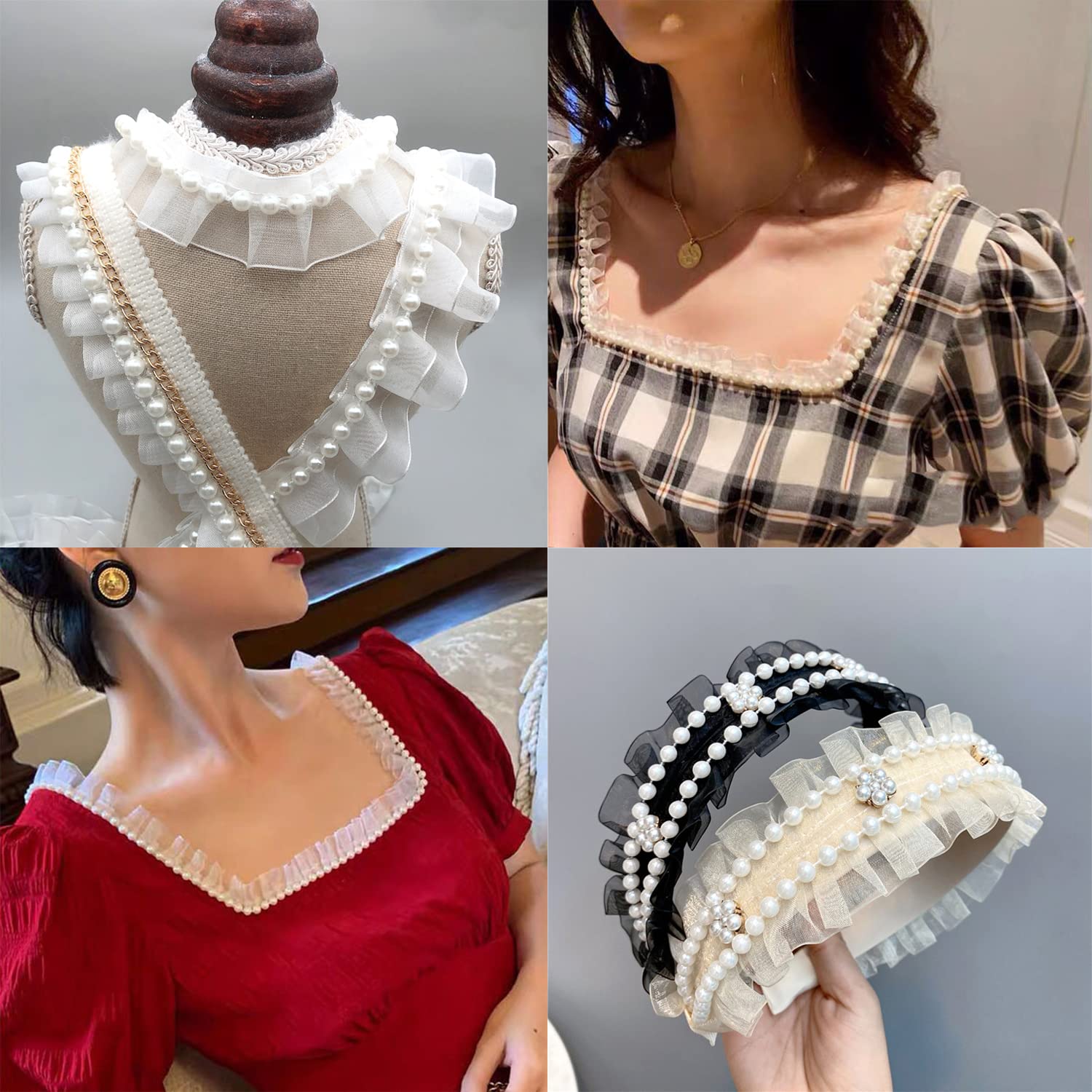 Nastro In Pizzo Elasticizzato Doppio Volant - Bianco, 28mm X 10 Metri Per Cucito E Decorazioni