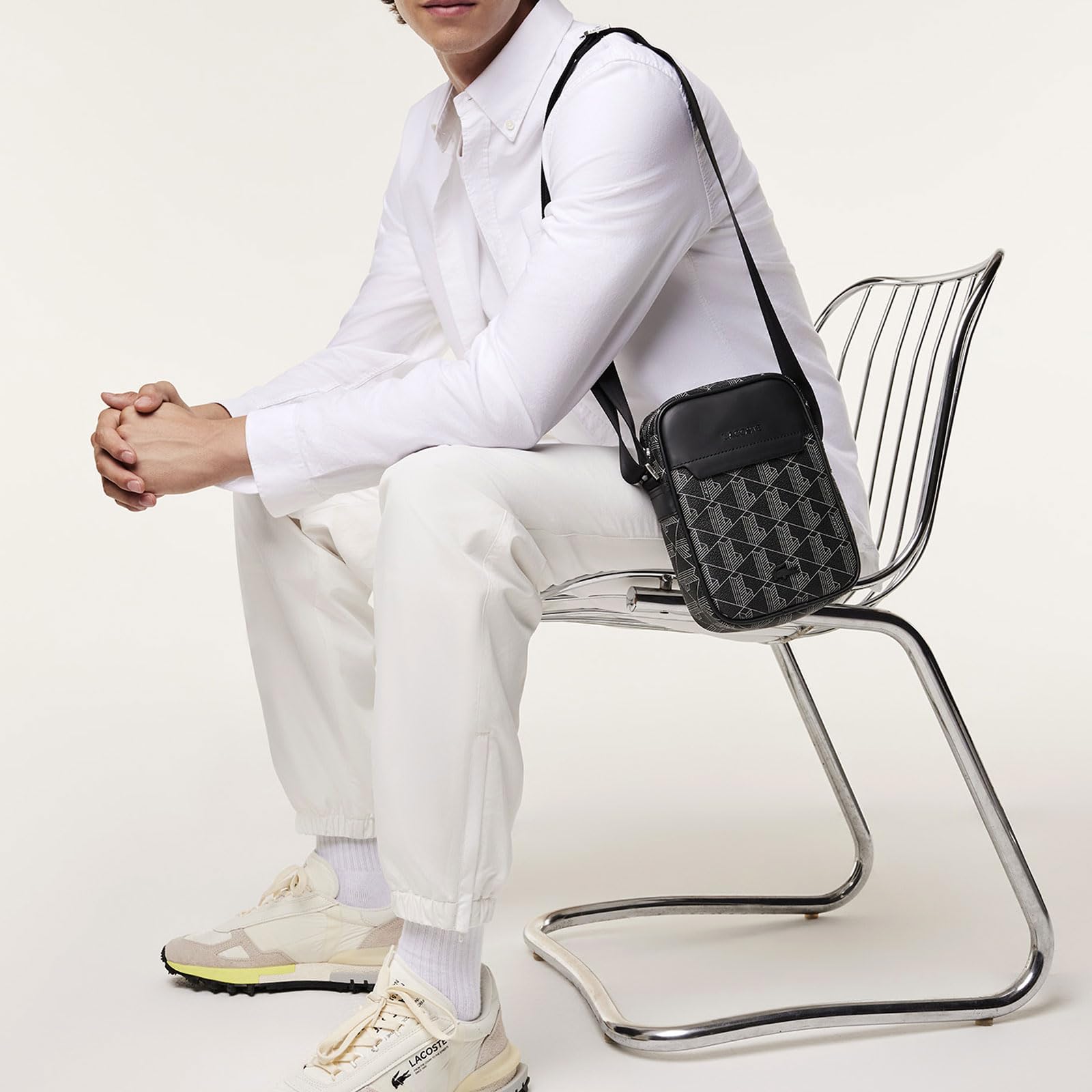 Lacoste Nh4410lx Sac à main pour homme, monogramme noir gris, taille unique UE, Monogramme Noir Gris, Taille unique