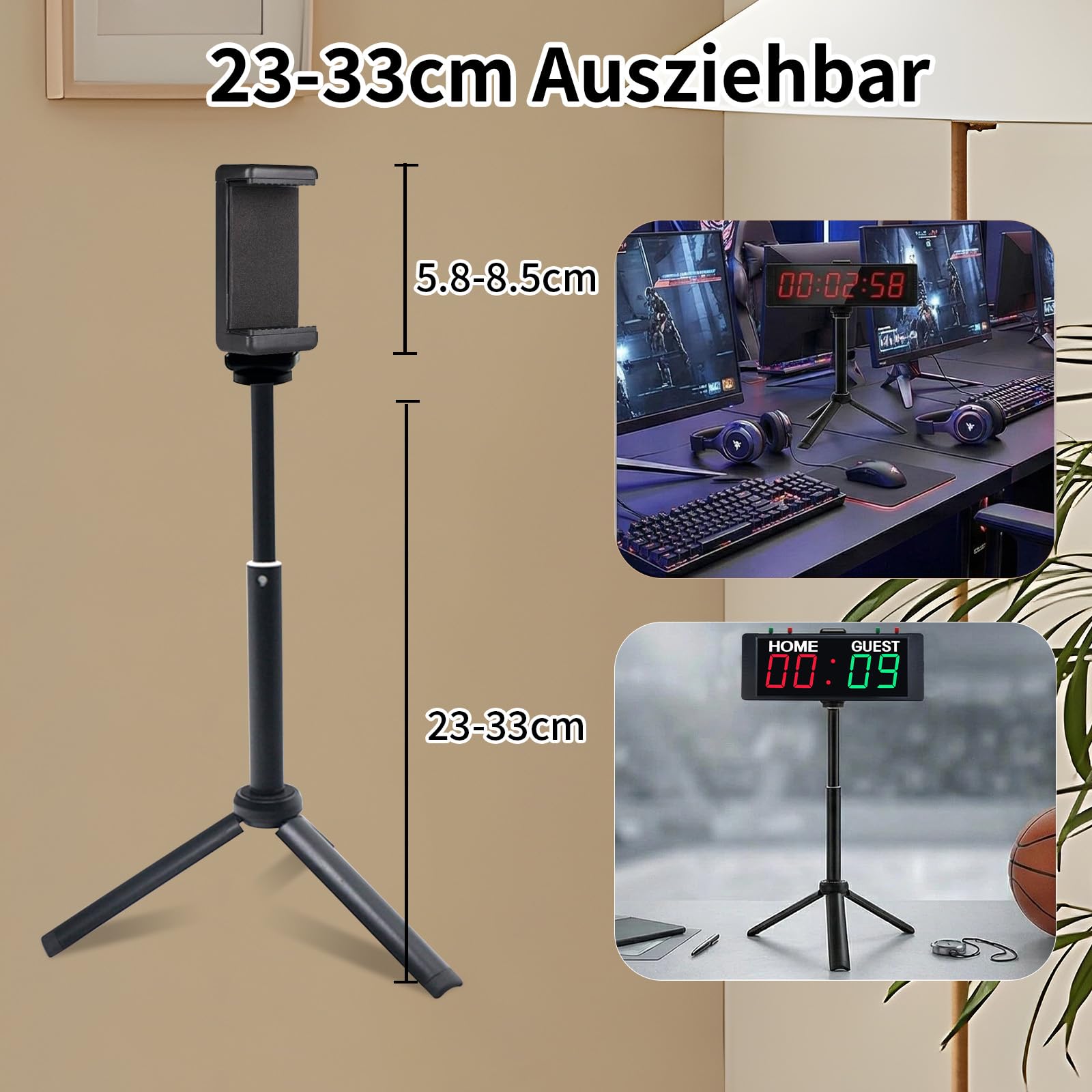 Gym Timer mit Ständer, Coundown Timer mit Start/Stop Button, Intervall Time für Workout, Digital Stoppuhr mit Fernbedienung, 12/24H LED Wand Uhr, Tragbares Home Gym Stopwatch