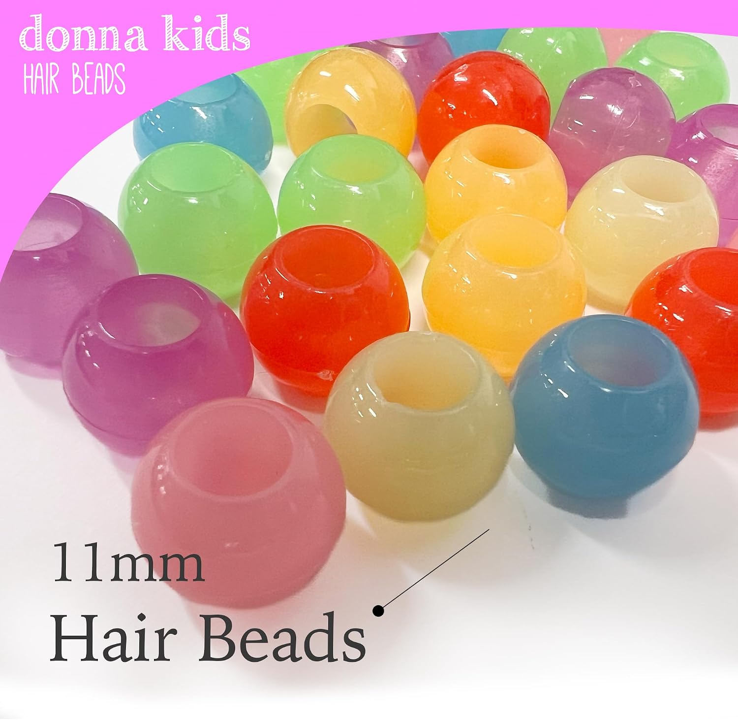 Donna Hair Braiding Kit: Assorted 13x11mm Plastic Pony Beads, Quick Beaders for Kids image 3