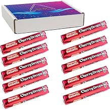 Cherry Drops Sweets Roll 45g - Smooth and Fruity, Cherry Flavoured hard boiled sweets 10 packs with VIMIX Gift Box