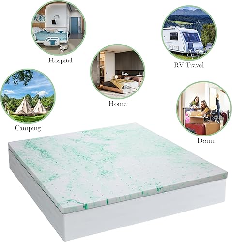 Miniatura 6 de BedsPick Cubrecolchón de espuma viscoelástica King de 3 pulgadas, con infusión de gel, protector de colchón de espuma King