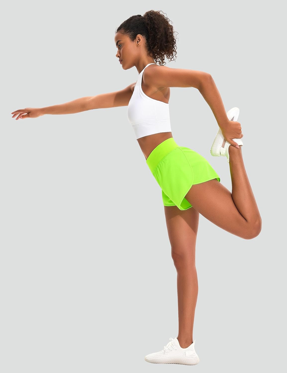 EZRUN Women's 3" Athletic Running Shorts High Waisted Split Dolphin Shorts Comfy Mesh Liner for Gym Workout Track - Image 4