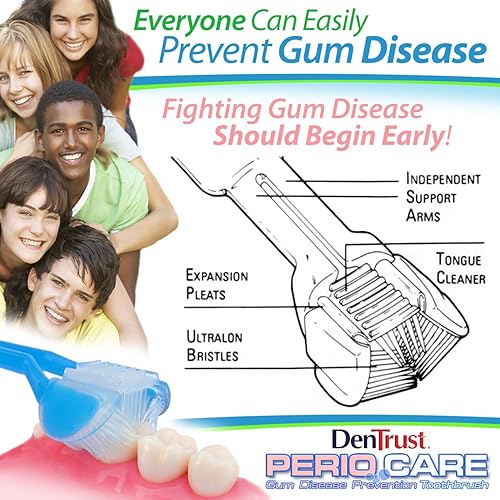 Miniatura 5 de DenTrust PERIOCARE - Cepillo de dientes de 3 caras  Clínicamente probado para prevenir la gingivitis  Fabricado en Estados Unidos  Raspador de