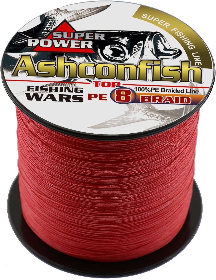 Ashconfish Braided Fishing Line-8 Strands Super Strong PE Fishing Wire-100M/300M/ 500M/1000M/1500M/2000M(109/328/547/1093/1640/2187Yards)- 6lb to 300lb Abrasion Resistant-Zero Stretch-Multiple Colors