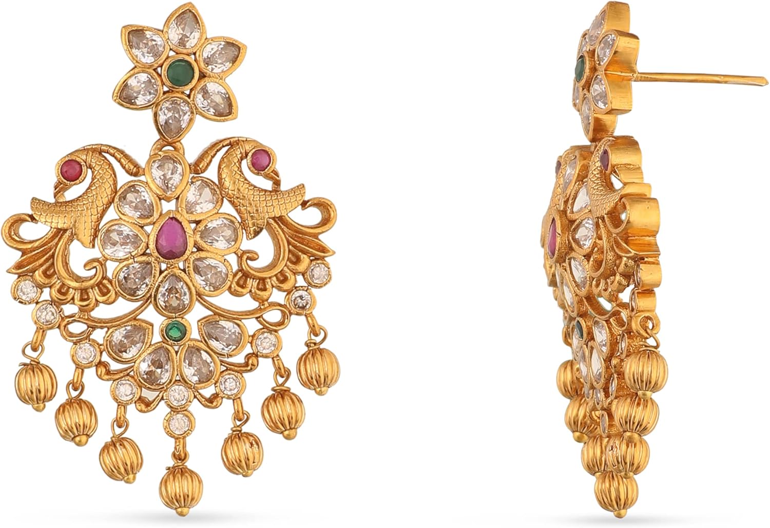 TARINIKA Antique Gold Plated Vira Short Necklace Set with Floral Design - Indian Jewelry Sets for Women | Perfect for Ethnic Occasions | Traditional South Indian Necklace | 1 Year Warranty* - Image 7