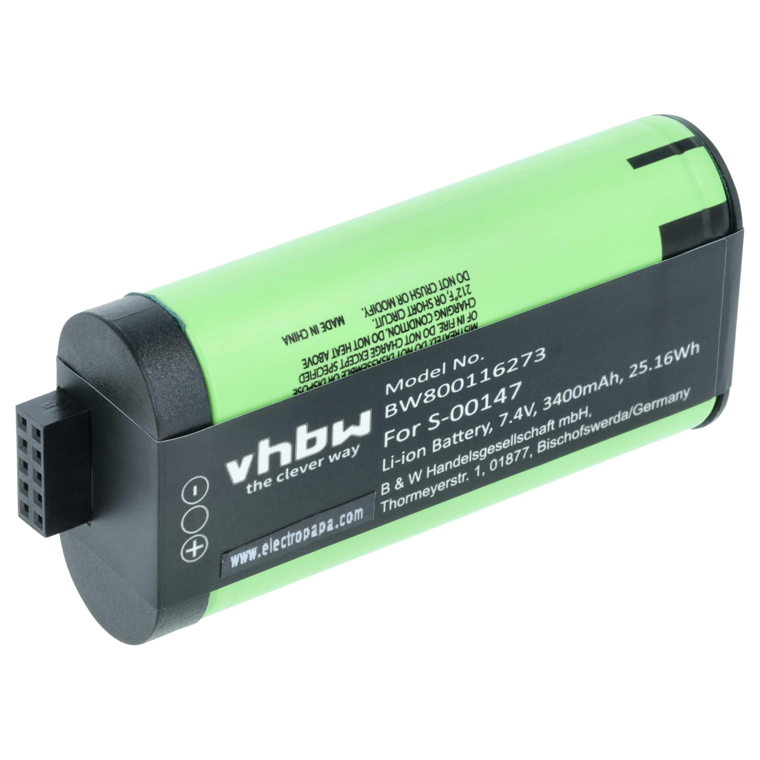 vhbw batteria compatibile con Logitech Ultimate Ears UE MegaBoom S-00147 casse, altoparlanti, speaker (3400mAh, 7,4V, Li-Ion) - Sostituisce 533-000116, 533-000138